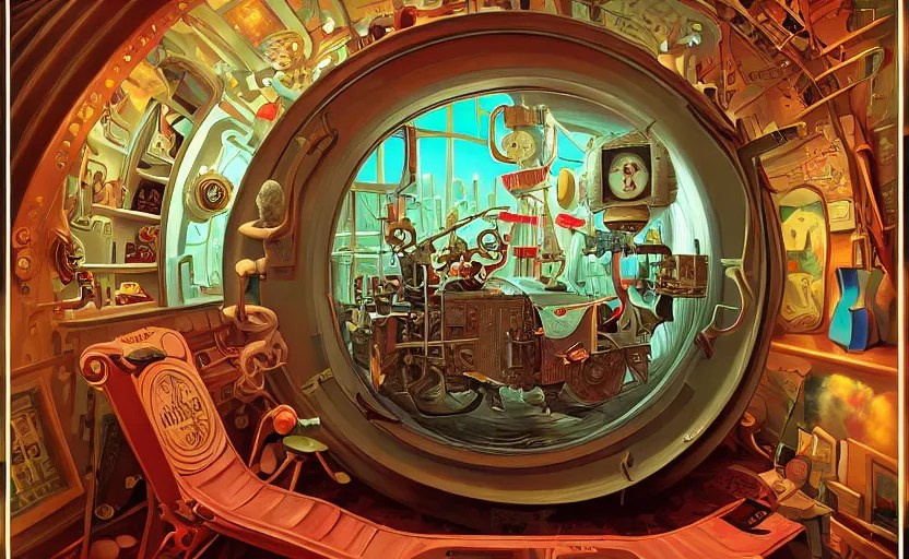 Inside a time machine by James Gilleard, Mark Ryden, Stable Diffusion