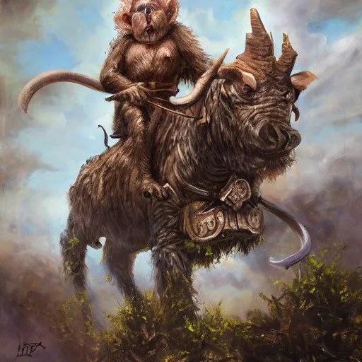 A monkey riding an armored cow, by Heather Theurer Stable Diffusion