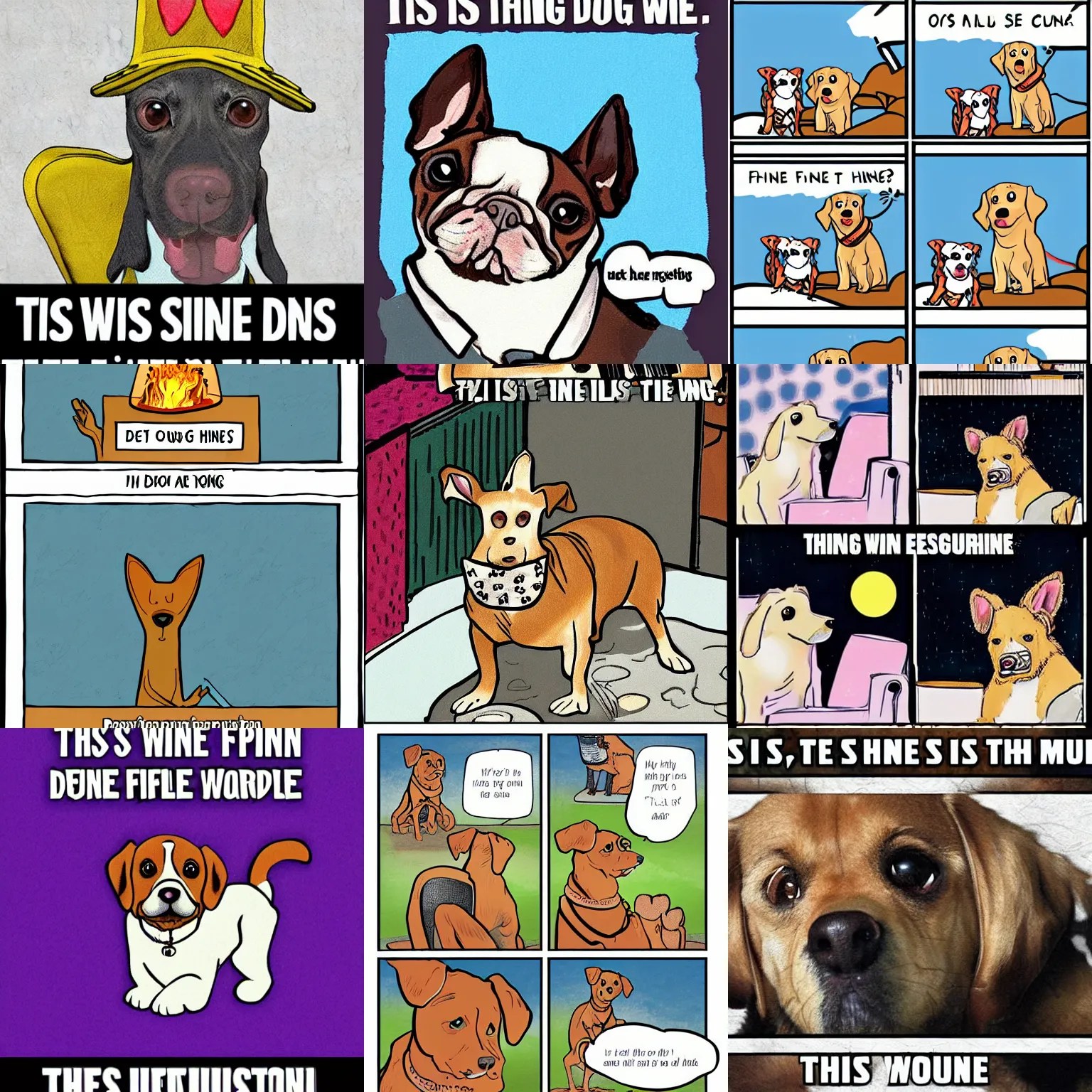 this is fine dog meme illustration Stable Diffusion OpenArt