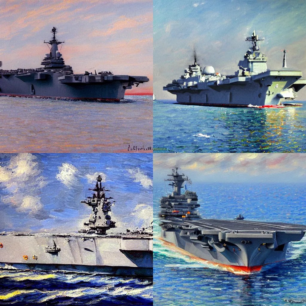 Queen Elizabeth Class aircraft carrier, painting Stable Diffusion
