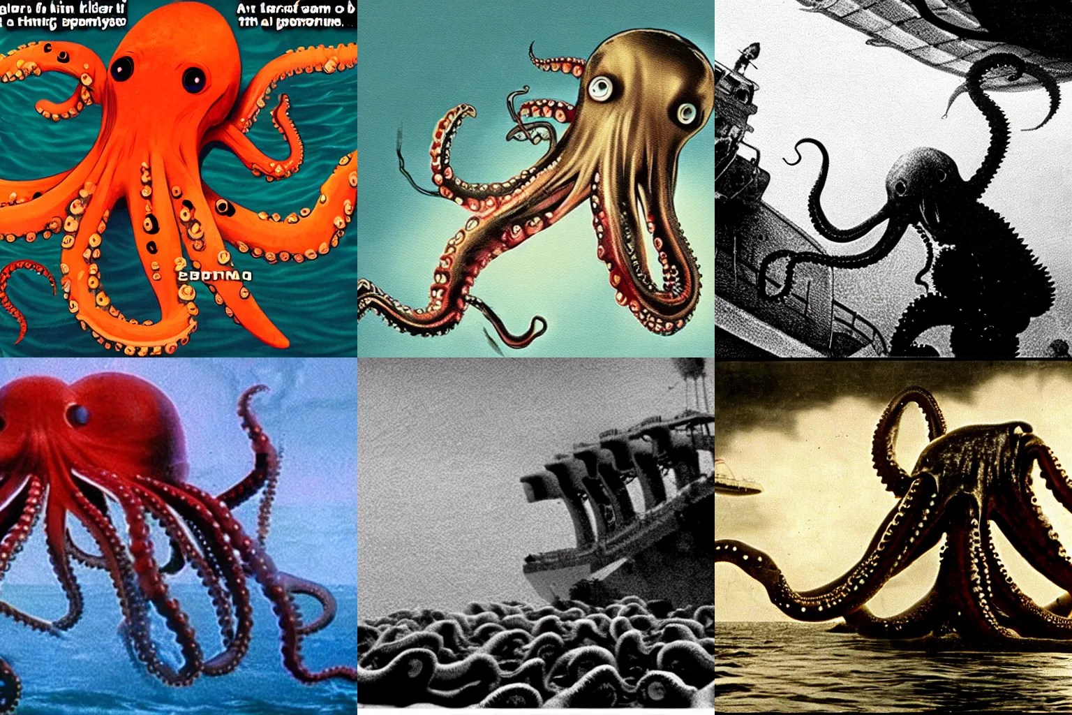 screenshot from a 70s movie about a killer octopus Stable Diffusion