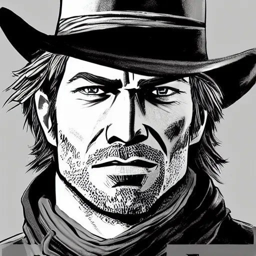 Arthur from Red Dead Redemption 2 drawn in the Stable Diffusion