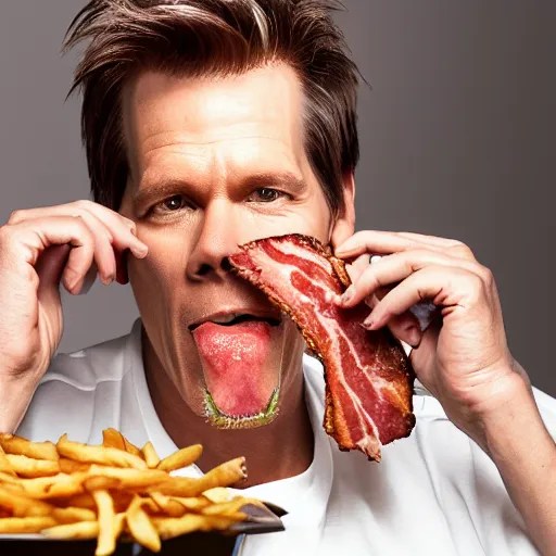 kevin bacon profile portrait eating bacon burger soda Stable Diffusion