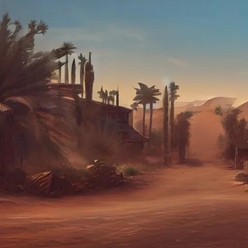 A street view of a distant desert village, 4k, Stable Diffusion