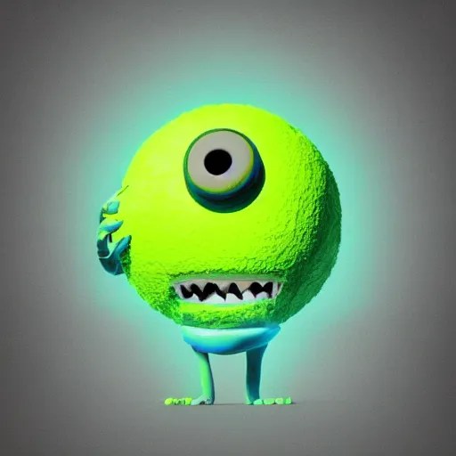 a tennis ball monster , colorful chalk, , digital art, Stable
