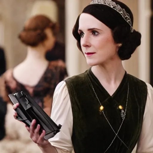 Mary crawley plays final fantasy 7 at downton Abbey Stable Diffusion