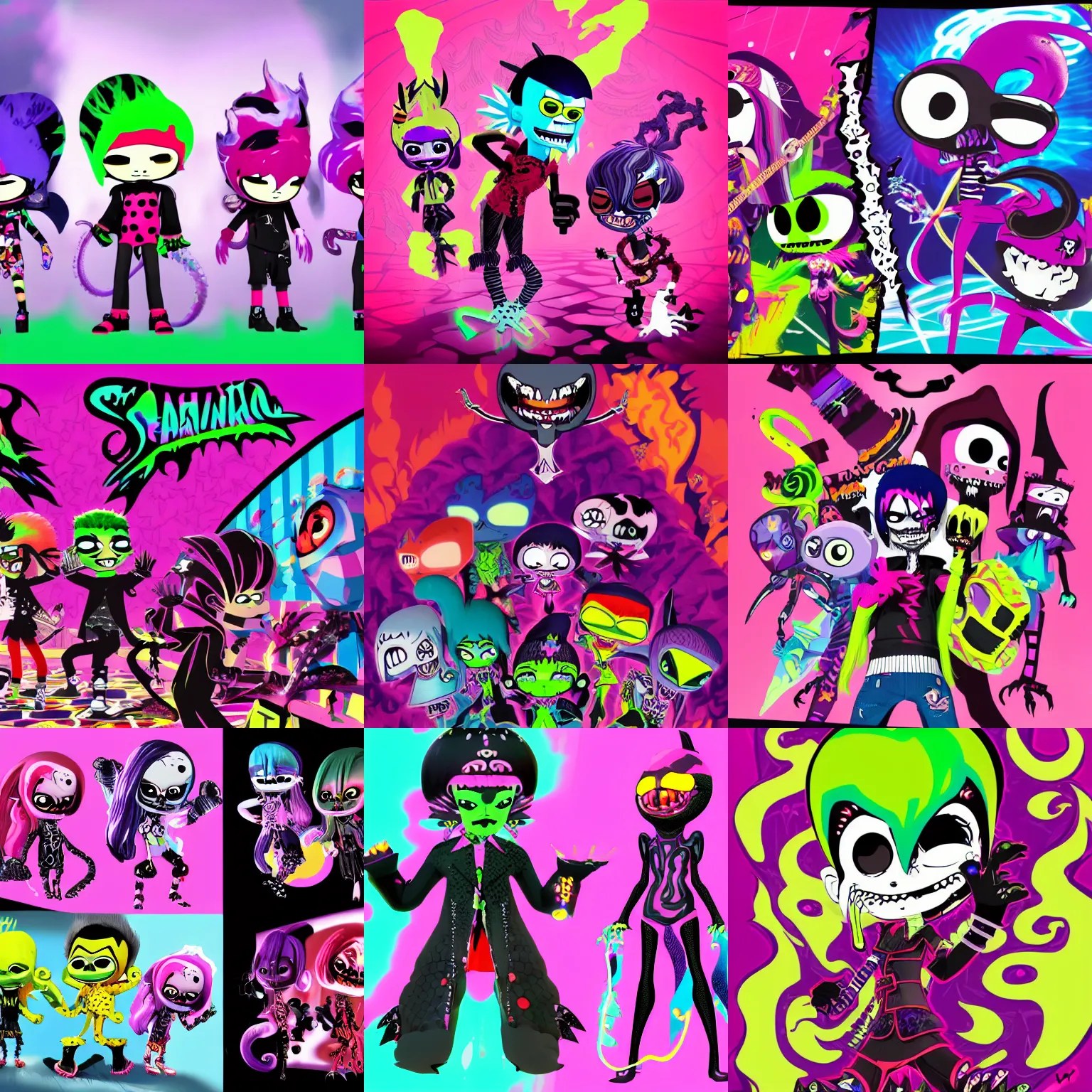 CGI lisa frank gothic punk vampiric electrifying Stable Diffusion
