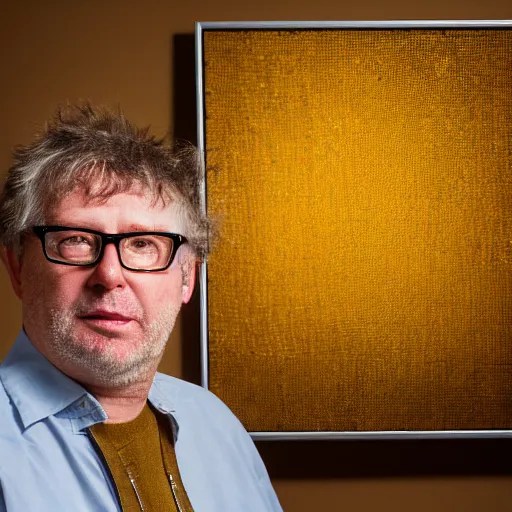 studio portrait. British music journalist Simon Stable Diffusion