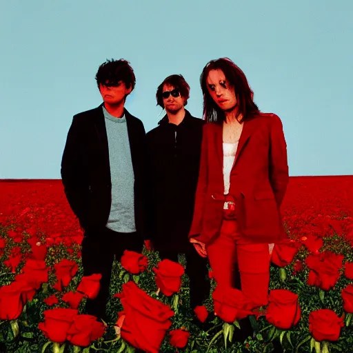 album cover of a indie rock band, red rose, album Stable Diffusion