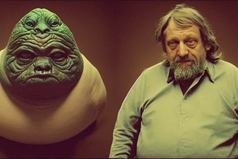 Slavoj Žižek as Jabba the Hutt, high quality screenshot Stable
