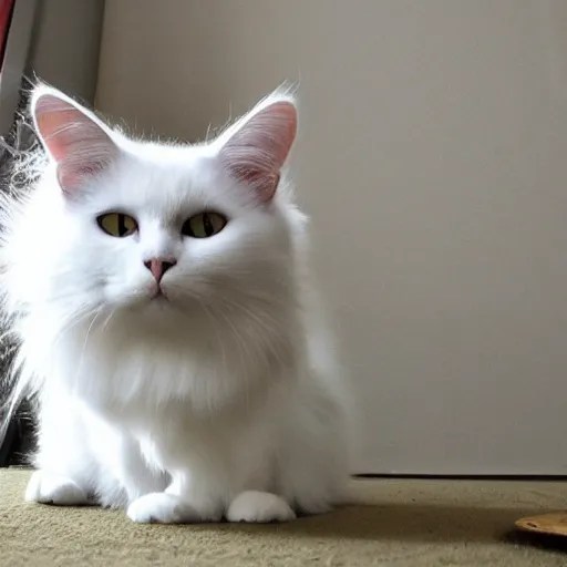 white turkish angora cat mean look angry awkward Stable Diffusion