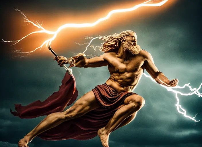 Zeus Throwing Lightning Bolt