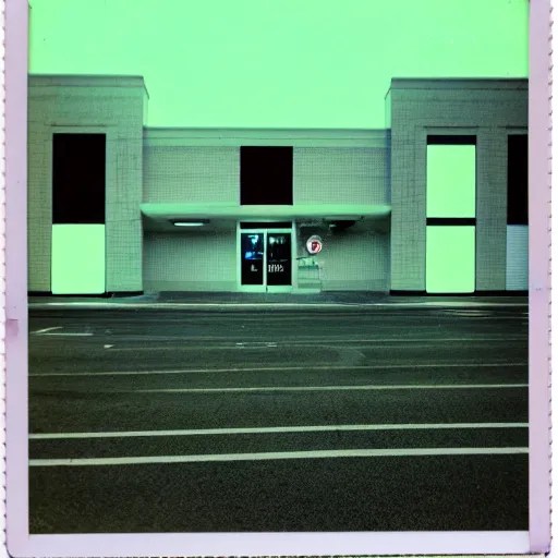 polaroid photo of an abandoned target store at night, Stable