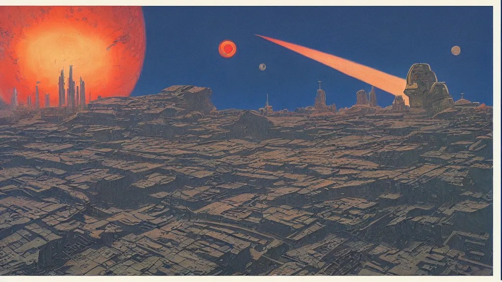 a painting in the style of chesley bonestell and in Stable Diffusion