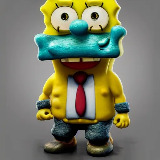SpongeBob Squarepants stone statue by Michelangelo, Stable Diffusion