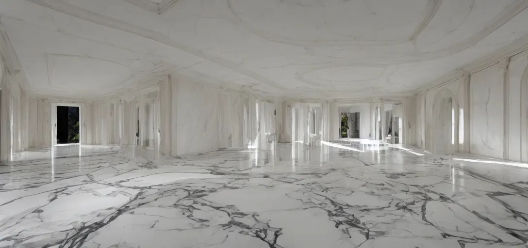 ivory white marble house designed by ictinus and Stable Diffusion