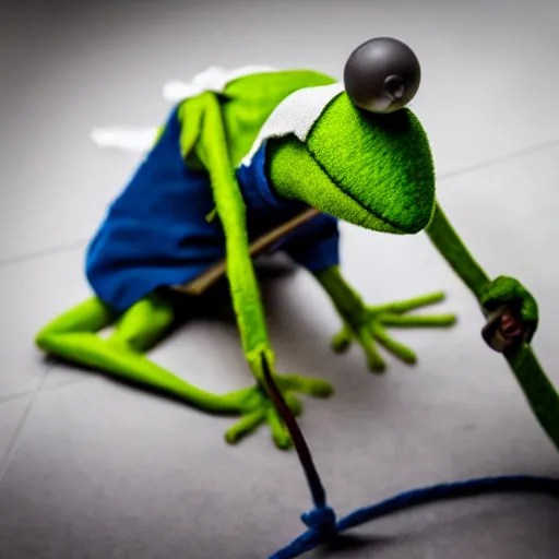 Kermit the frog real life puppet hanged with a rope Stable Diffusion OpenArt