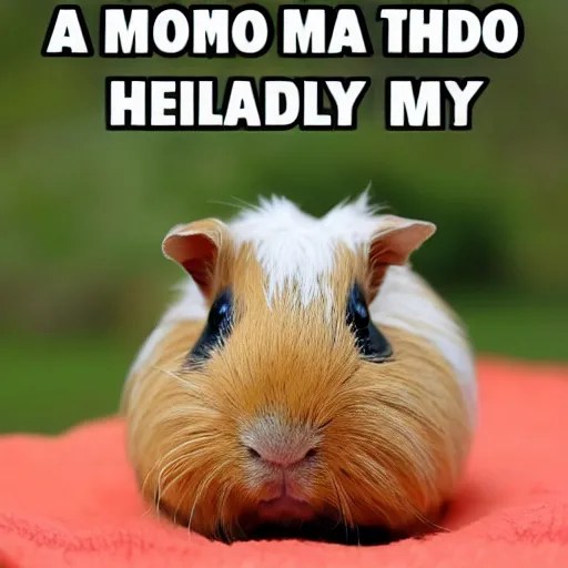a meme image of a guinea pig with text saying hello Stable Diffusion