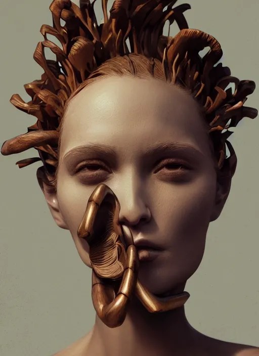 sculpture made of wood, portrait, female, future, Stable Diffusion