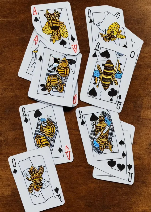 5 of bees, poker playing card Stable Diffusion OpenArt