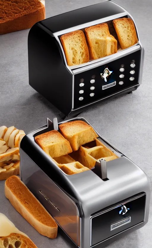 a brand toaster with bread in slots, Stable Diffusion OpenArt
