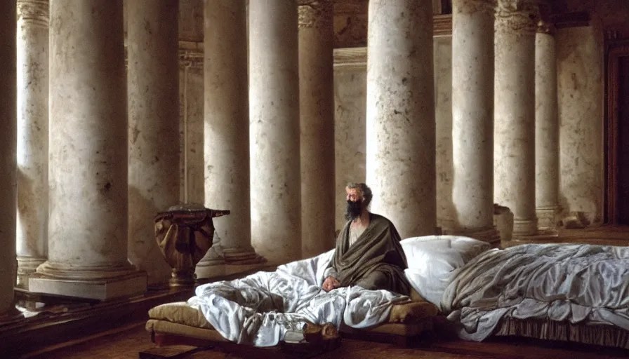 movie still by tarkovsky portrait of emperor marcus Stable Diffusion