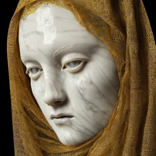a masterpiece marble sculpture of the veiled virgin, Stable Diffusion