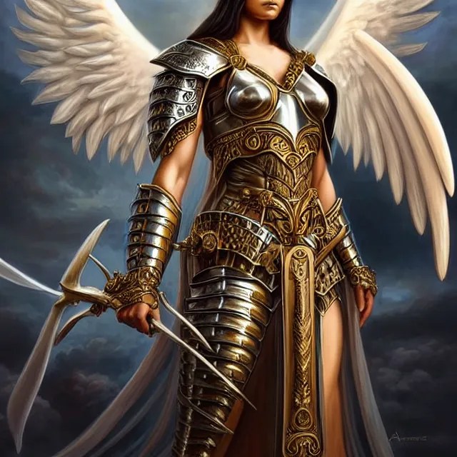 beautiful!! angel warrior with ornate armour and robes Stable Diffusion