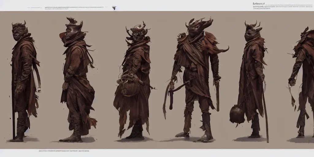man with a wooden mask, character sheet, concept Stable Diffusion