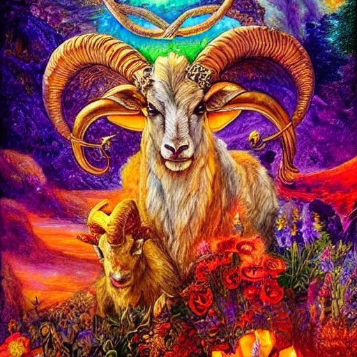 horned ram goddess aries by josephine wall, trending Stable Diffusion