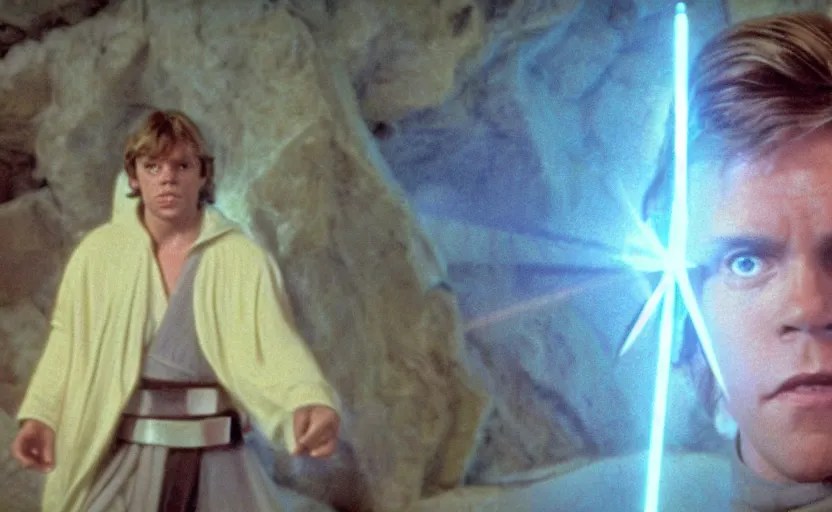 screenshot of master Luke Skywalker in a kyber crystal Stable Diffusion OpenArt