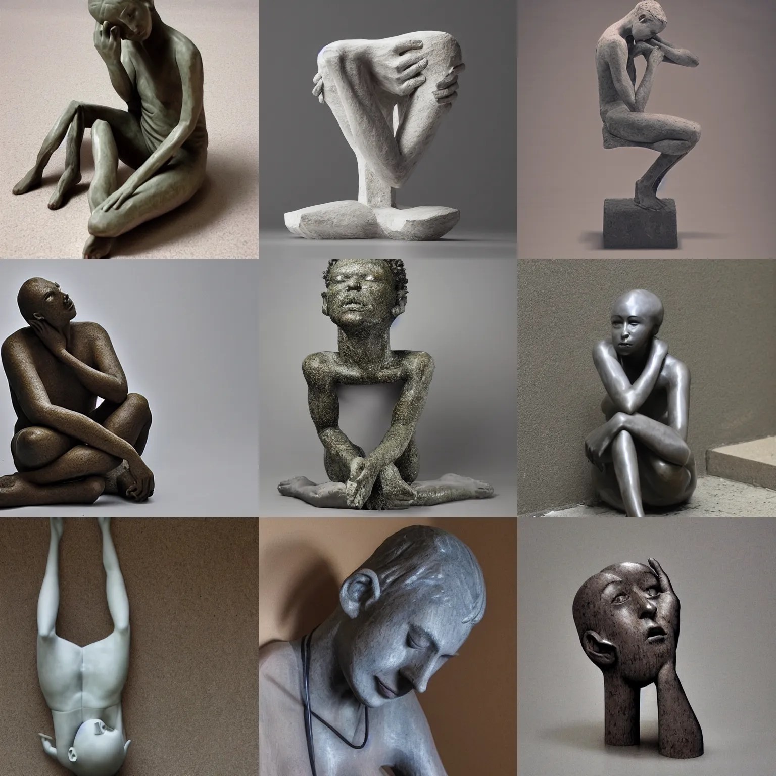 a sculpture representing the feeling of depression Stable Diffusion