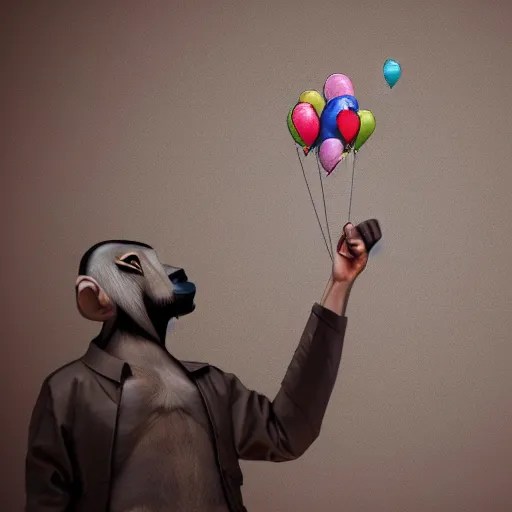 monkey throwing dart at balloon realistic art style Stable Diffusion OpenArt