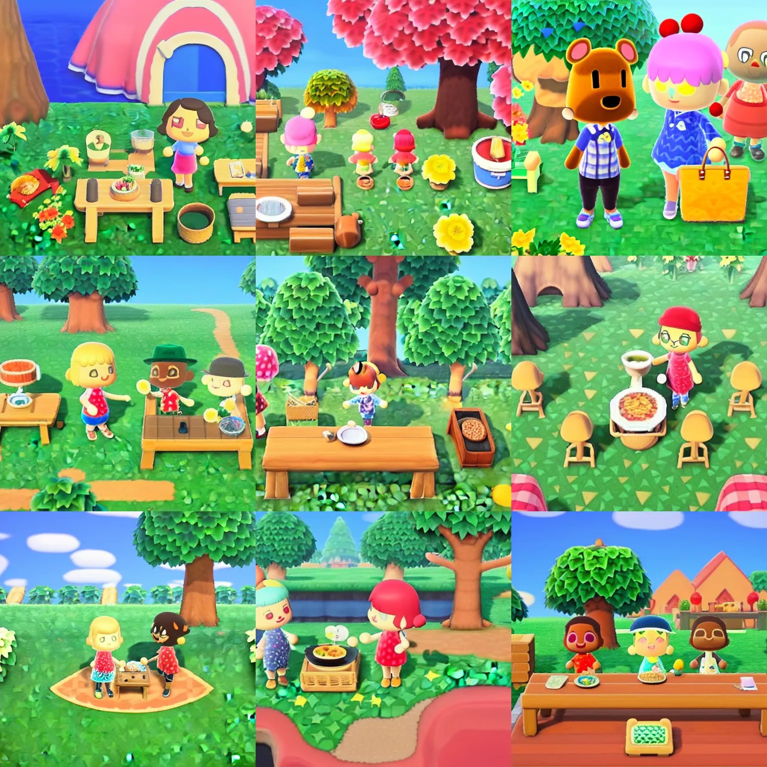 animal crossing picnic inspired by Animal Crossing Stable Diffusion