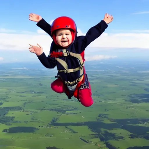 baby jumping out of a plane with a parachute n 6 Stable Diffusion