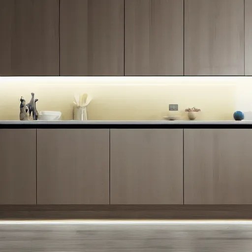 under led strip lighting in a kitchen, close Stable Diffusion