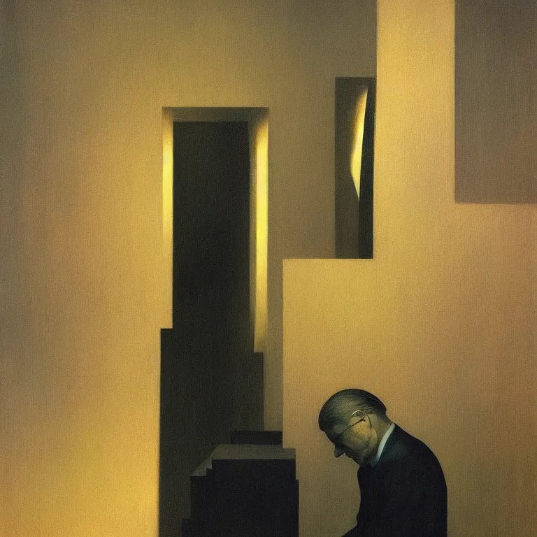 portrait of a man, Edward Hopper and James Gilleard, Stable Diffusion