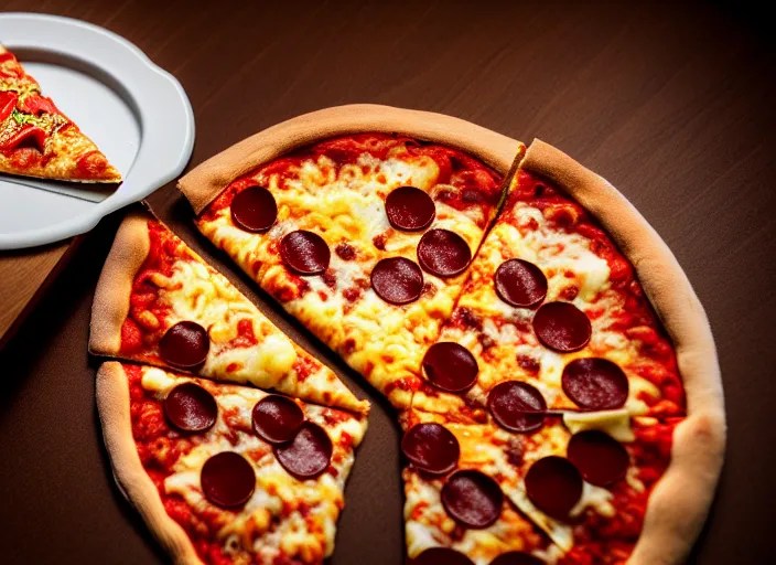 fat cat eating a slice of pizza. highly detailed 8 k. Stable