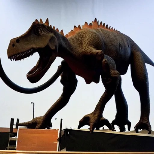 a dinosaur with trombones for arms and horns Stable Diffusion OpenArt