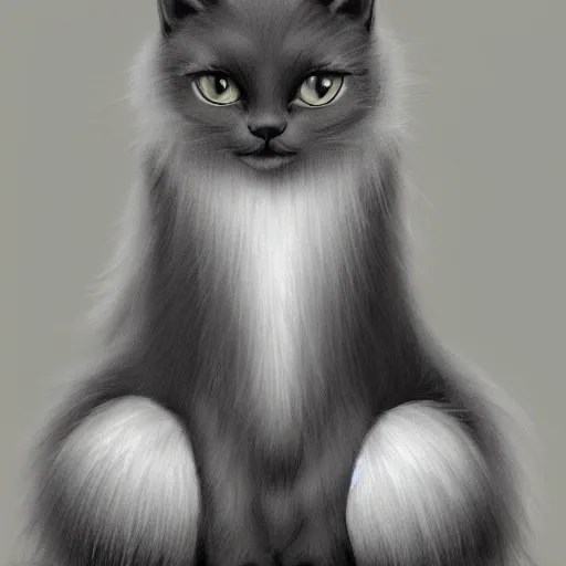 beautiful dark grey cat with white belly, white paws Stable Diffusion