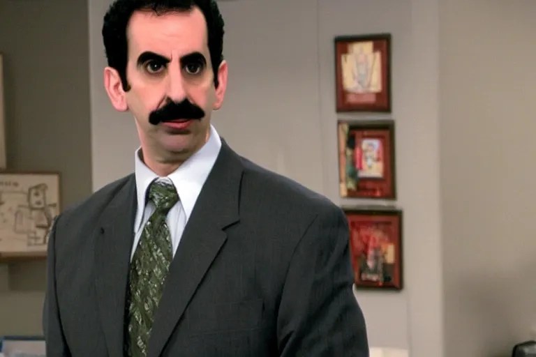 Borat as Michael Scott in The Office Stable Diffusion