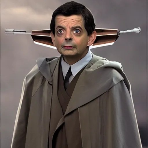 mr beans as a jedi master, star wars, photo, realistic Stable