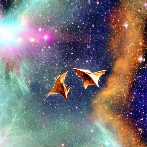two bats kissing each other under the supernova Stable Diffusion