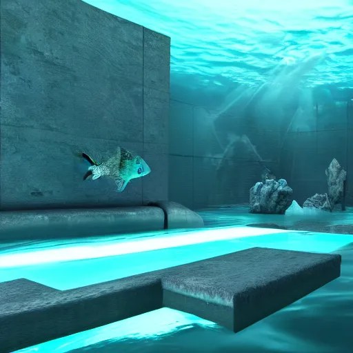 3d render underwater with brilliant lights. Caustics. Stable