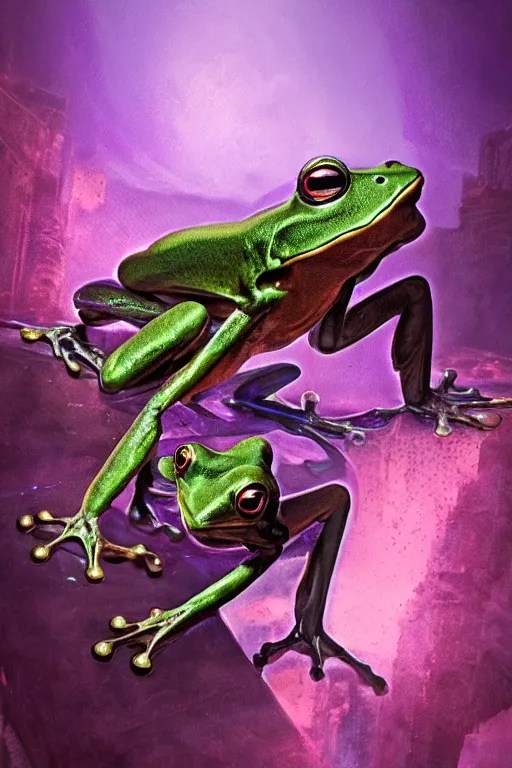 flying frog punch, in the style of jill bauman and Stable Diffusion