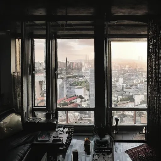 a picture of us looking outside bay windows and seeing Stable