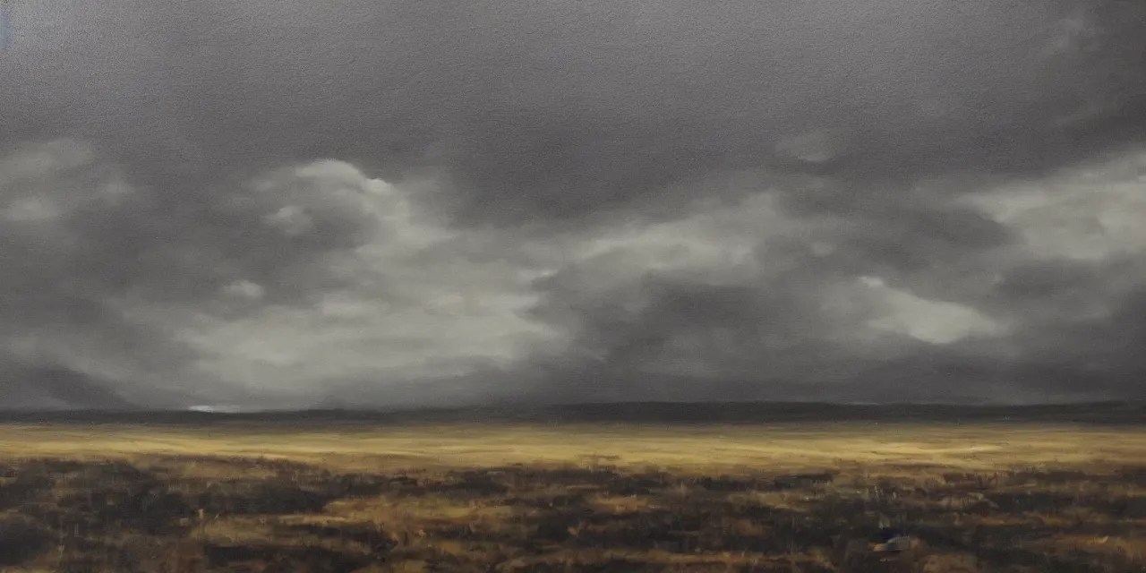 an oil painting of a very dark and gloomy landscape, Stable Diffusion