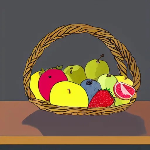 a fruit basket on top of a kitchen table, concept art Stable Diffusion OpenArt