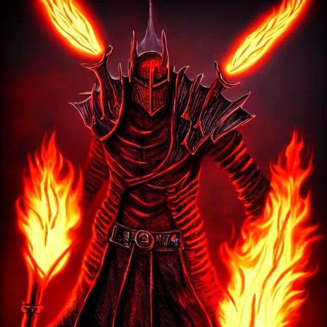 hell knight with a fire powers, highly detailed, 8 k, Stable Diffusion