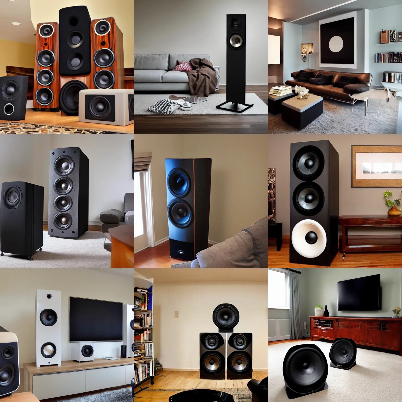 giant speakers in a living room, speaker is the size Stable Diffusion
